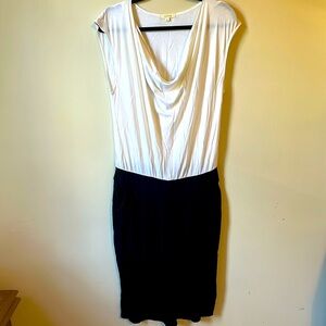 Black and white cowl dress